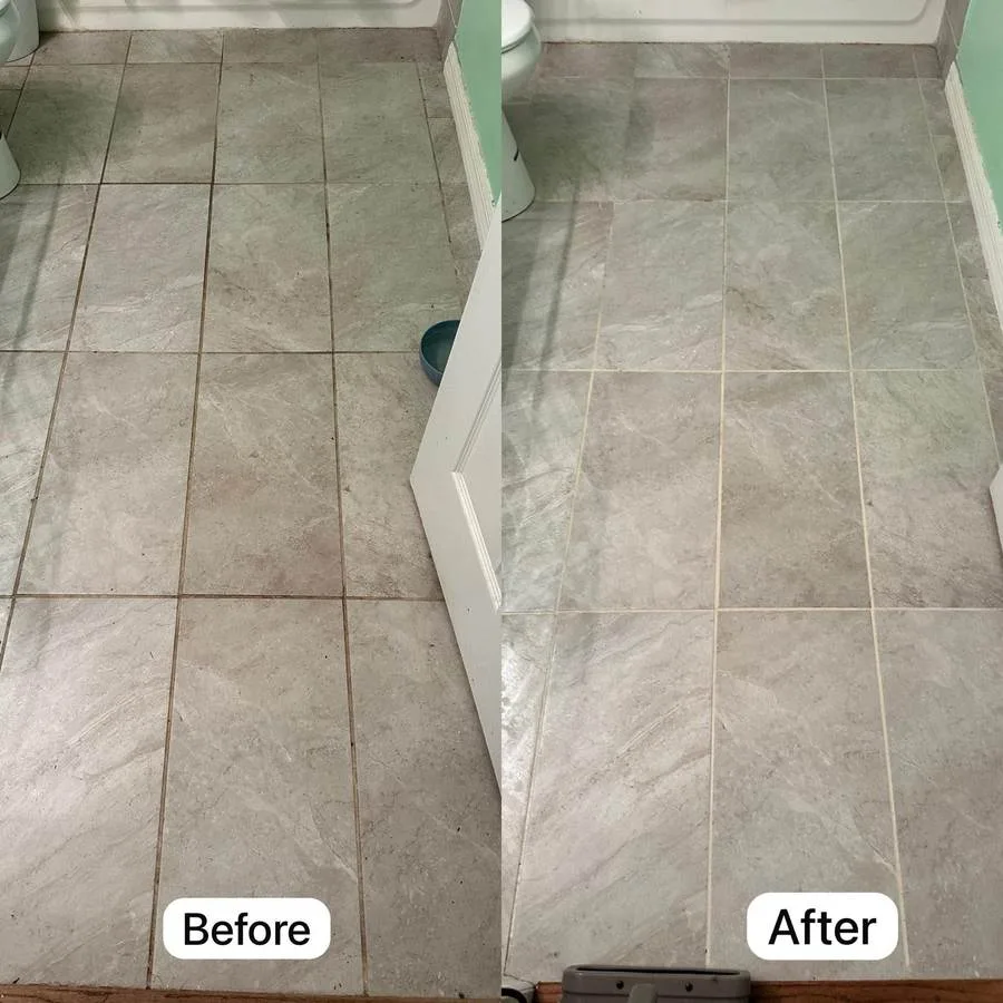 Bathroom tile and grout cleaning before and after in Spring Hill