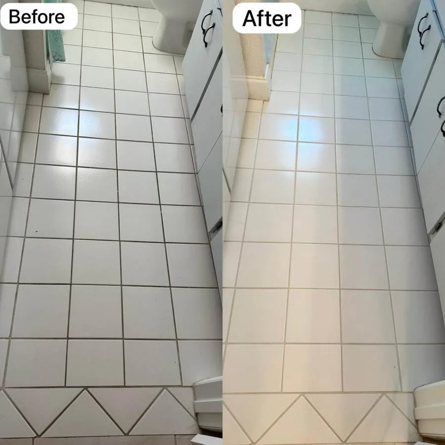 Bathroom tile cleaning before and after in Spring Hill