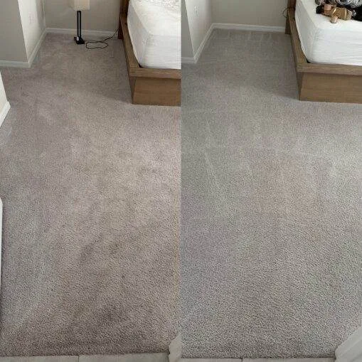 Bedroom carpet cleaning before and after in Spring Hill