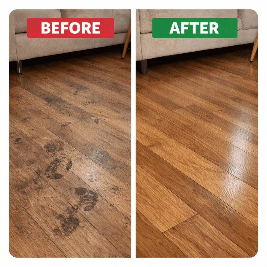 Laminate flooring cleaning before and after in Spring Hill