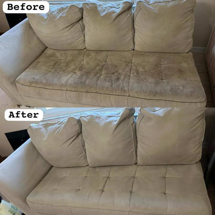 Sofa cleaning before and after in Spring Hill