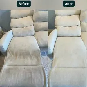 Upholstered chair cleaning before and after in Spring Hill